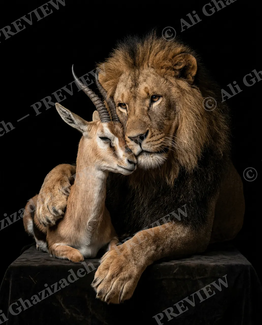 Off the Menu — Guard Down — Lion artwork by Ali Ghazizadeh