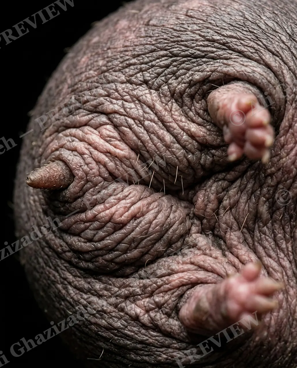 Naked Truth — Tail Tucked In — Naked mole-rat artwork by Ali Ghazizadeh