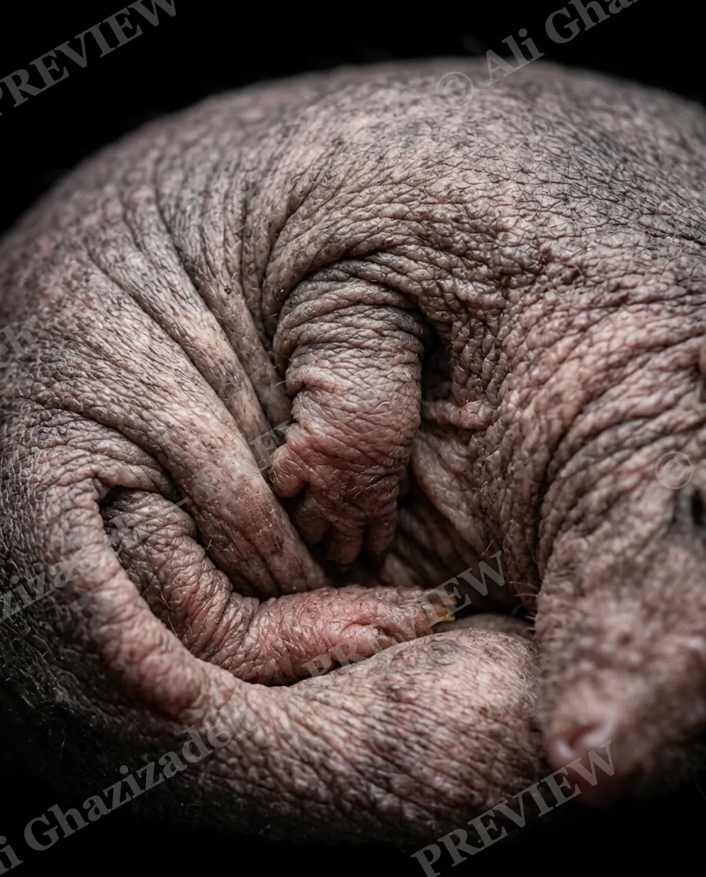 Naked Truth — Tiny Claws Curled — Naked mole-rat artwork by Ali Ghazizadeh