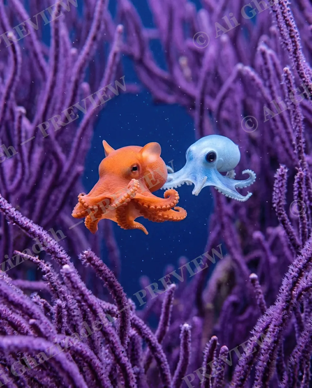 Opposites Attract — Face to Face — Octopus artwork by Ali Ghazizadeh