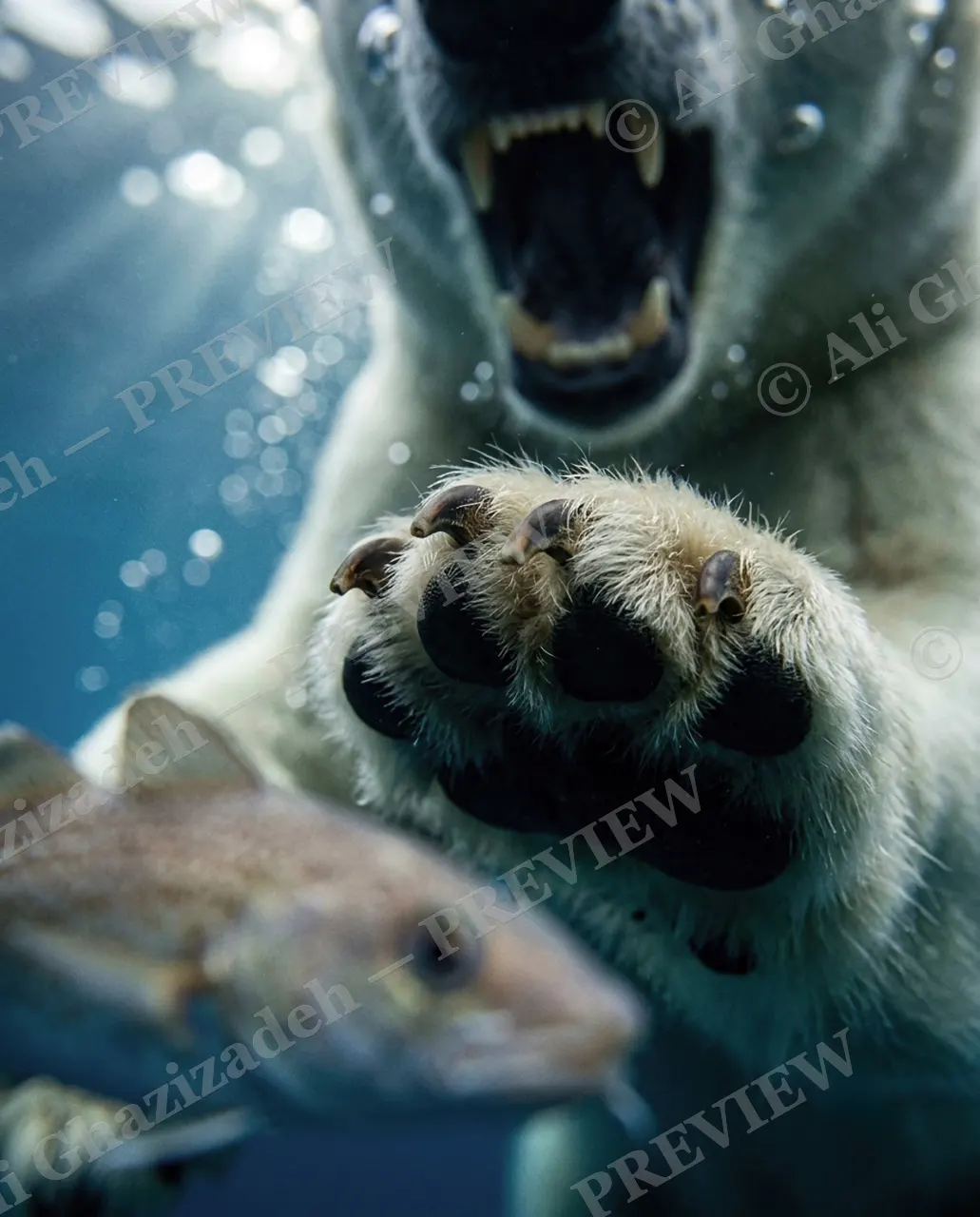 Cold Snap — Claws Out — Polar bear artwork by Ali Ghazizadeh