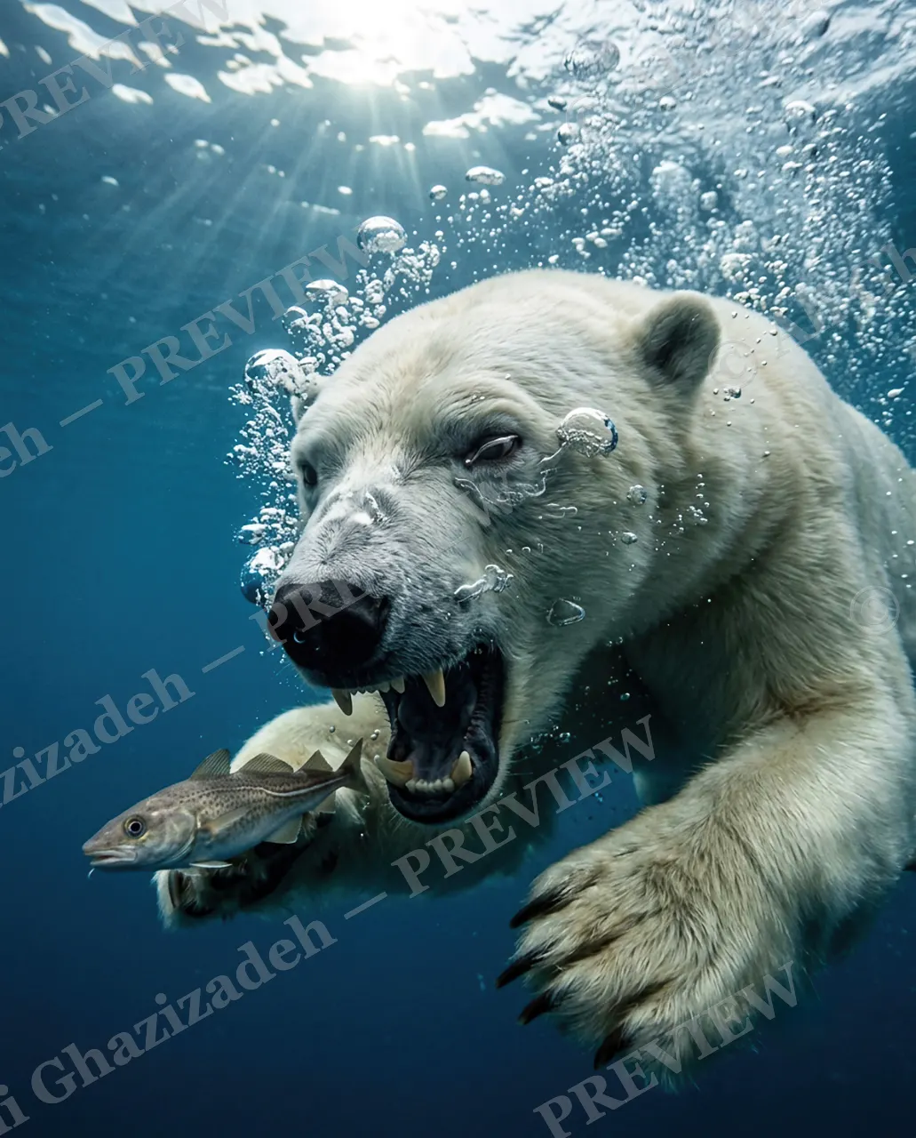 Cold Snap — Teeth Bared — Polar bear artwork by Ali Ghazizadeh