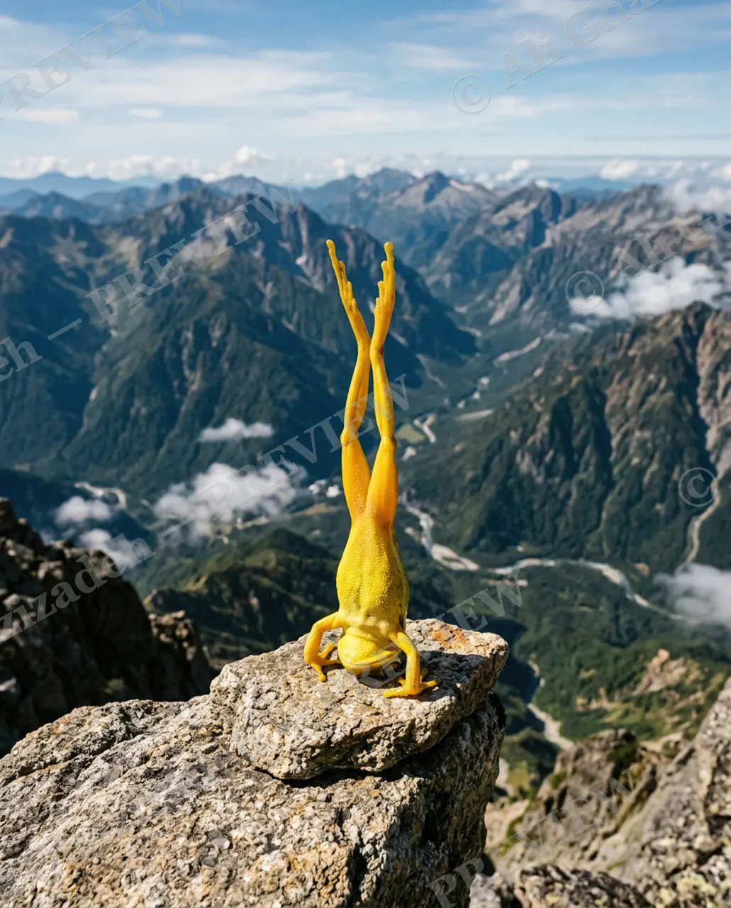 Sticking the Landing — Sticking the Handstand — Frog artwork by Ali Ghazizadeh
