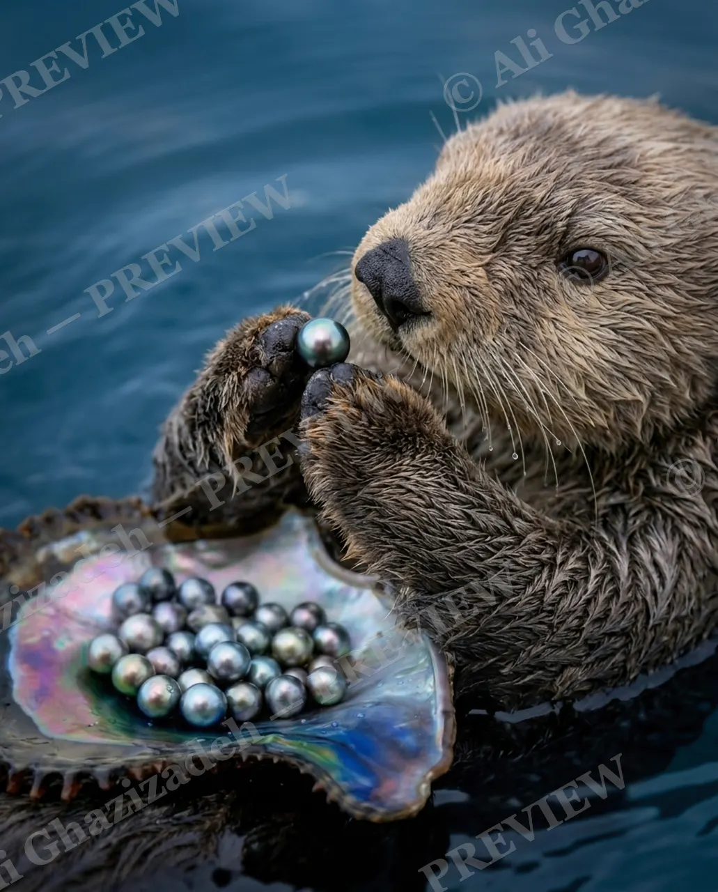 Pearls Before Otter — Quality Check — Sea otter artwork by Ali Ghazizadeh