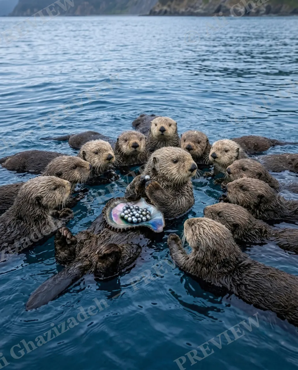 Pearls Before Otter — Word Gets Around — Sea otter artwork by Ali Ghazizadeh