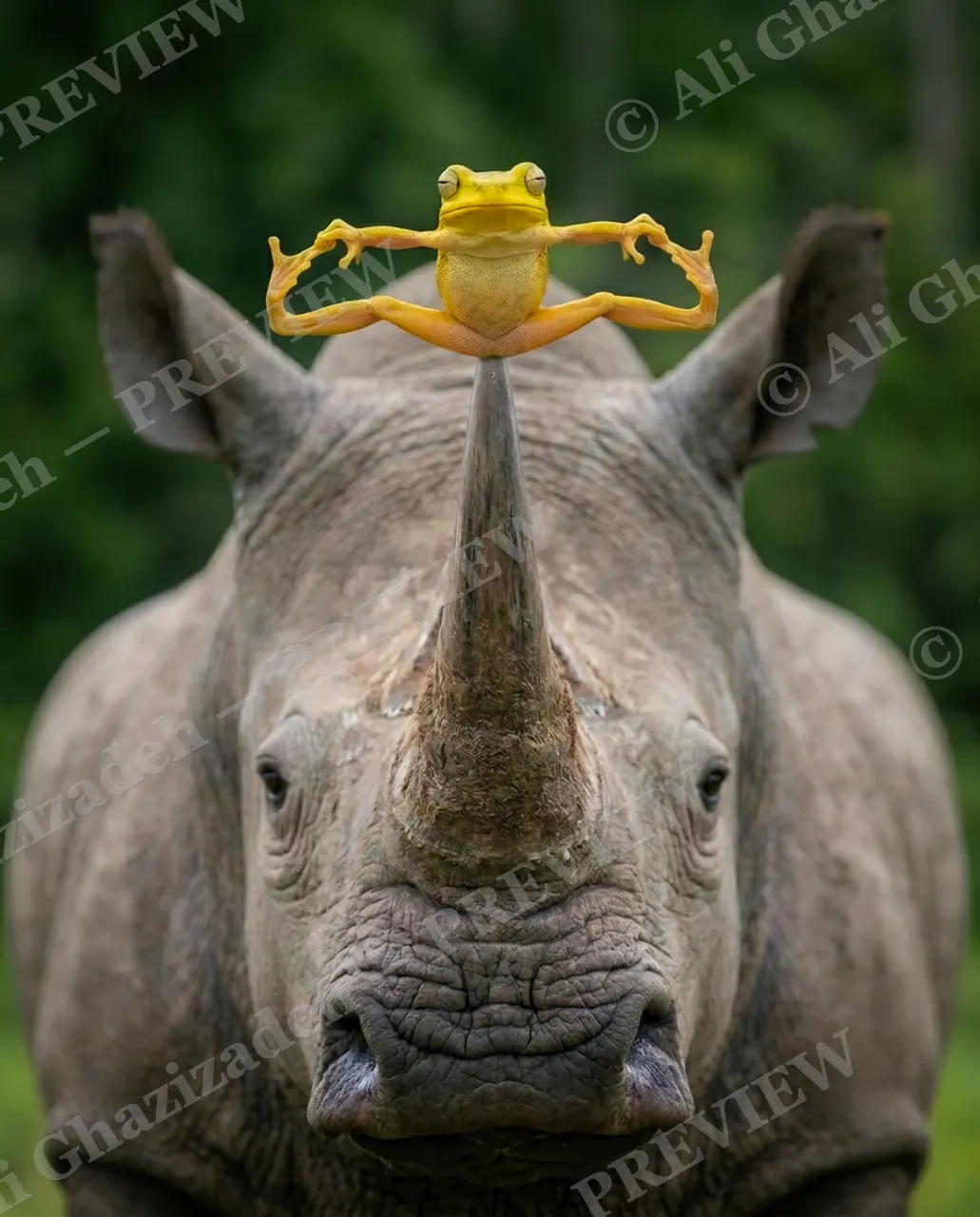 Sticking the Landing — The Balancing Act — Tree frog artwork by Ali Ghazizadeh
