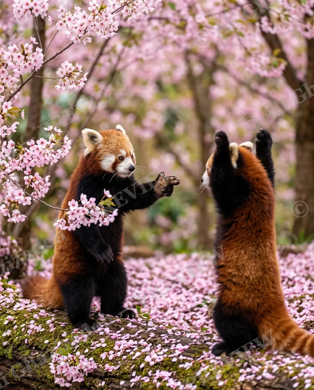 Petal High-Five — Hands Up, Don't Shoot — Red panda artwork by Ali Ghazizadeh