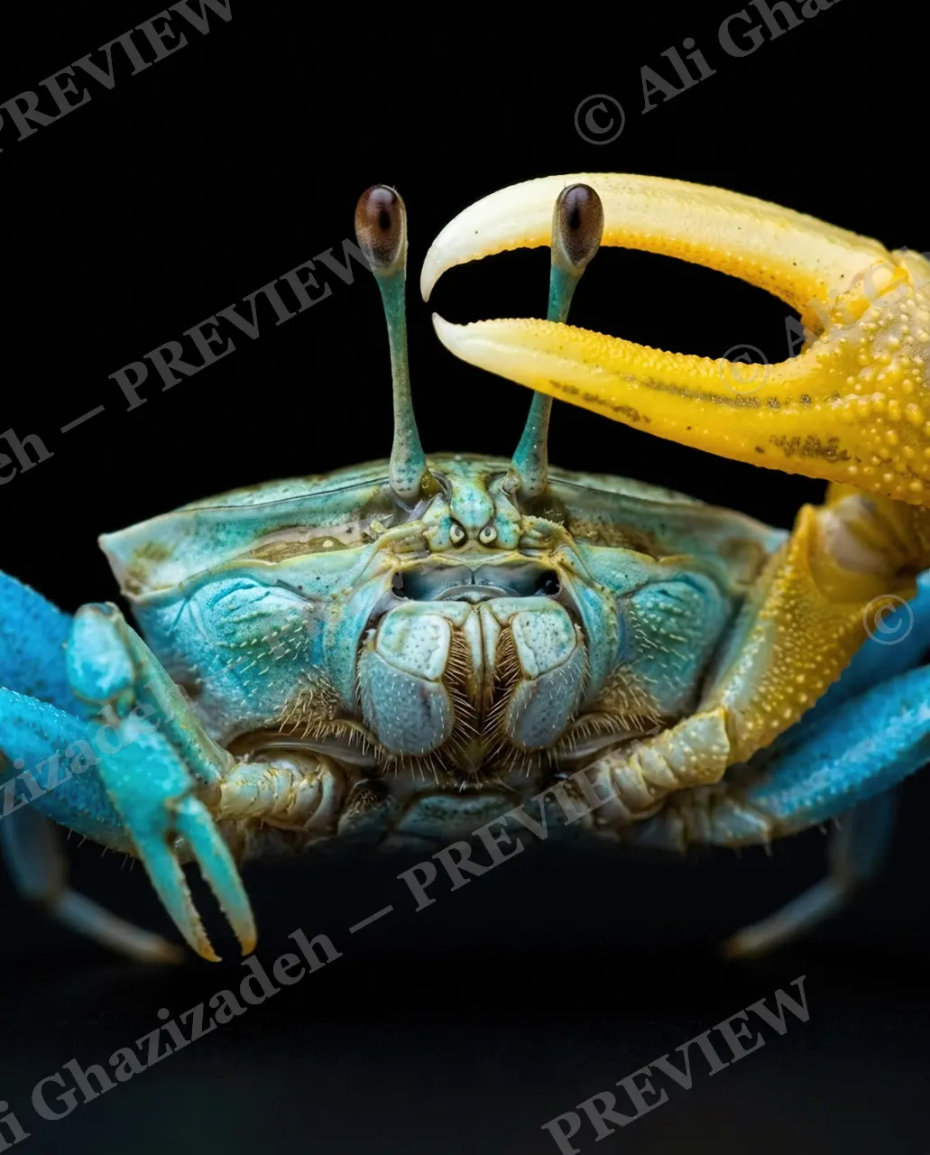 Pinch of Color — Teal and Gold — Crab artwork by Ali Ghazizadeh
