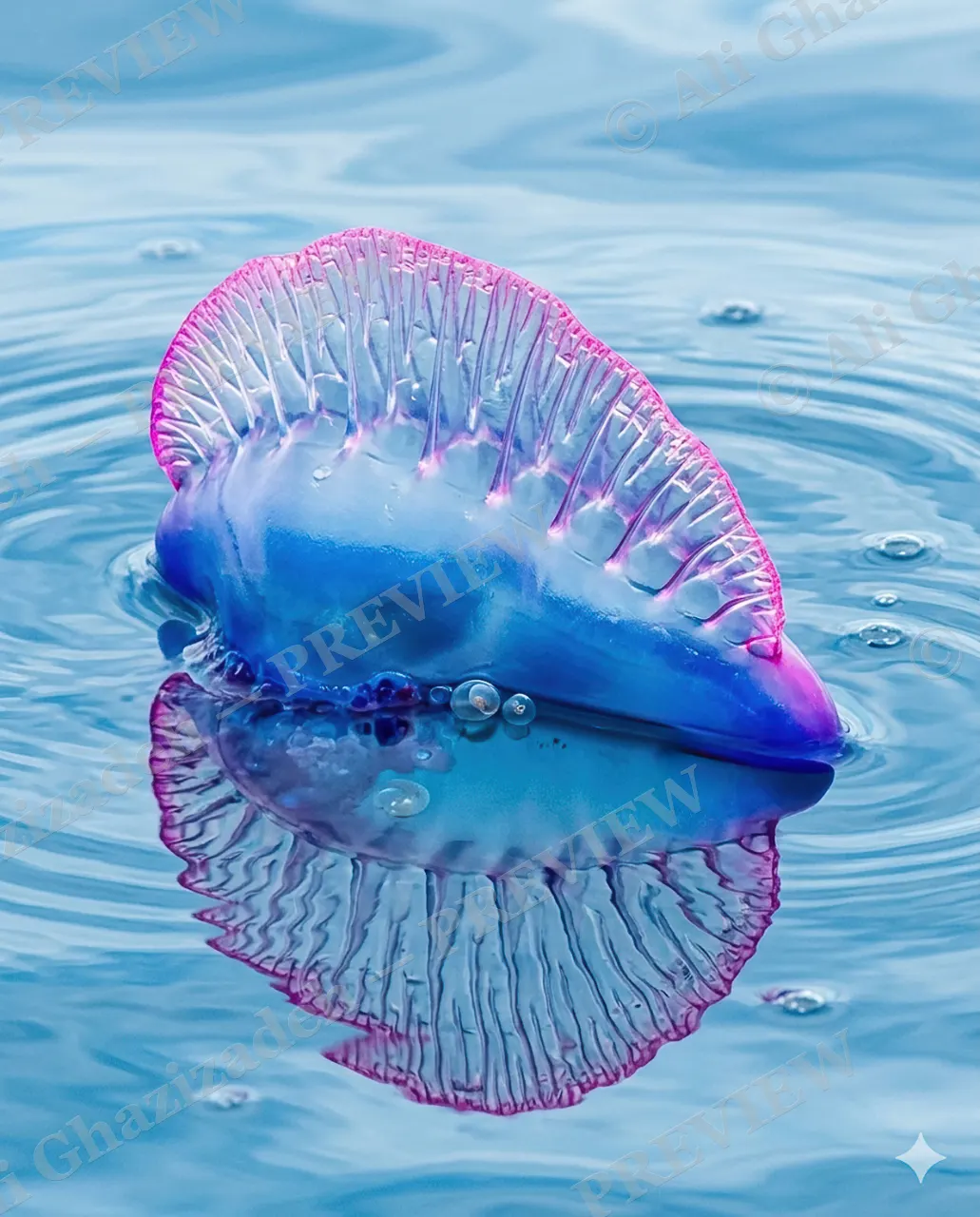 Pretty Poison — Adrift on the Surface — Portuguese man o' war artwork by Ali Ghazizadeh
