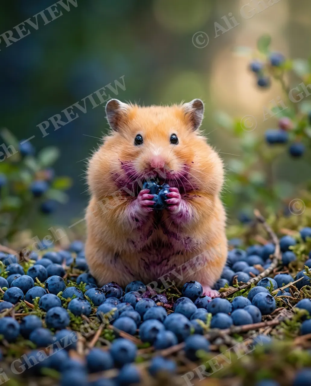 Purple-Handed — Caught Purple-Pawed — Hamster artwork by Ali Ghazizadeh