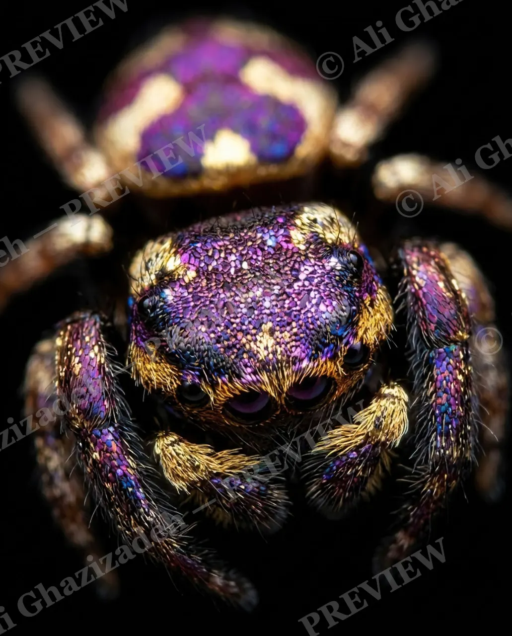 Purple Reign — Royal Profile — Jumping spider artwork by Ali Ghazizadeh