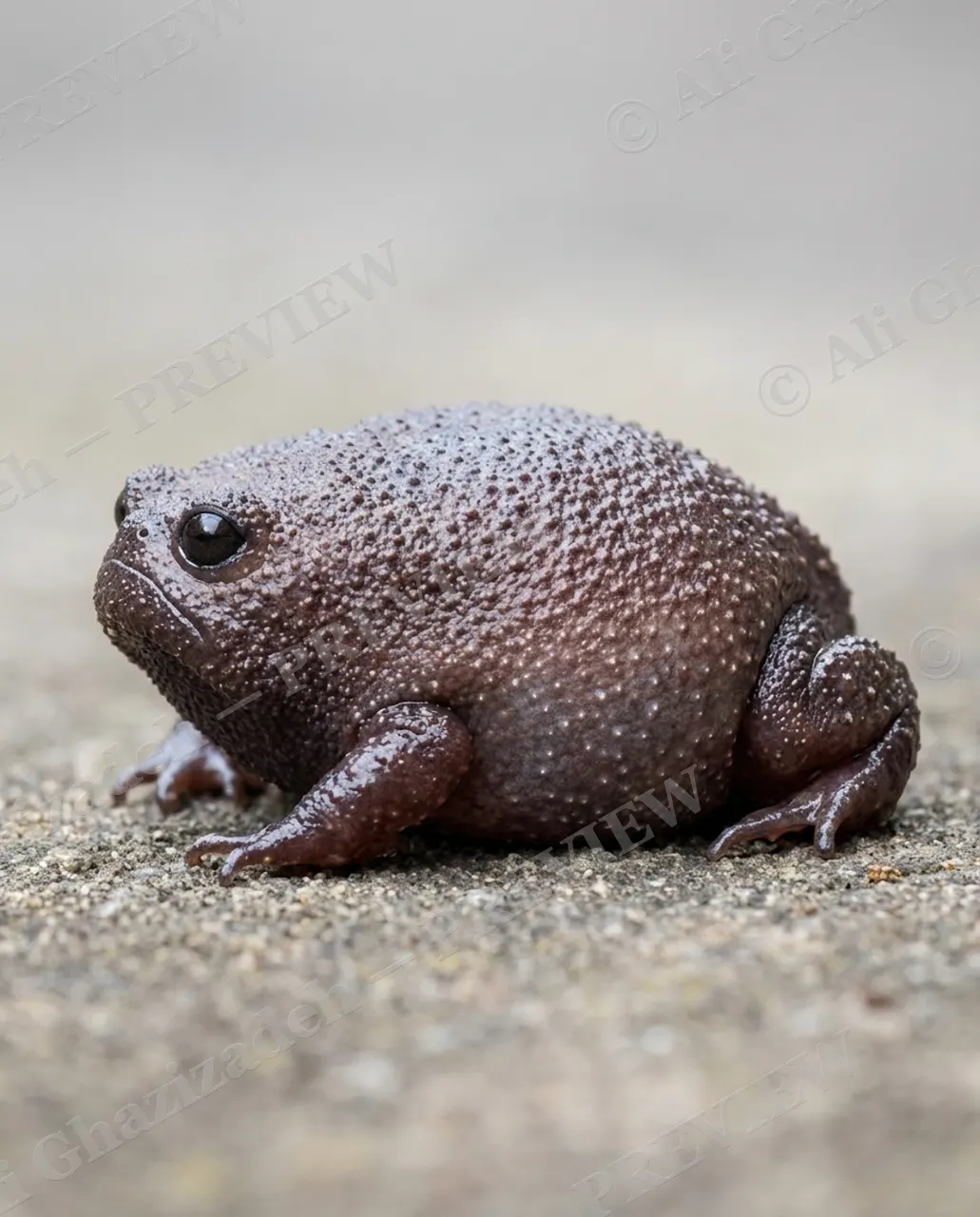 Rain Check — Fully Committed — Desert rain frog artwork by Ali Ghazizadeh