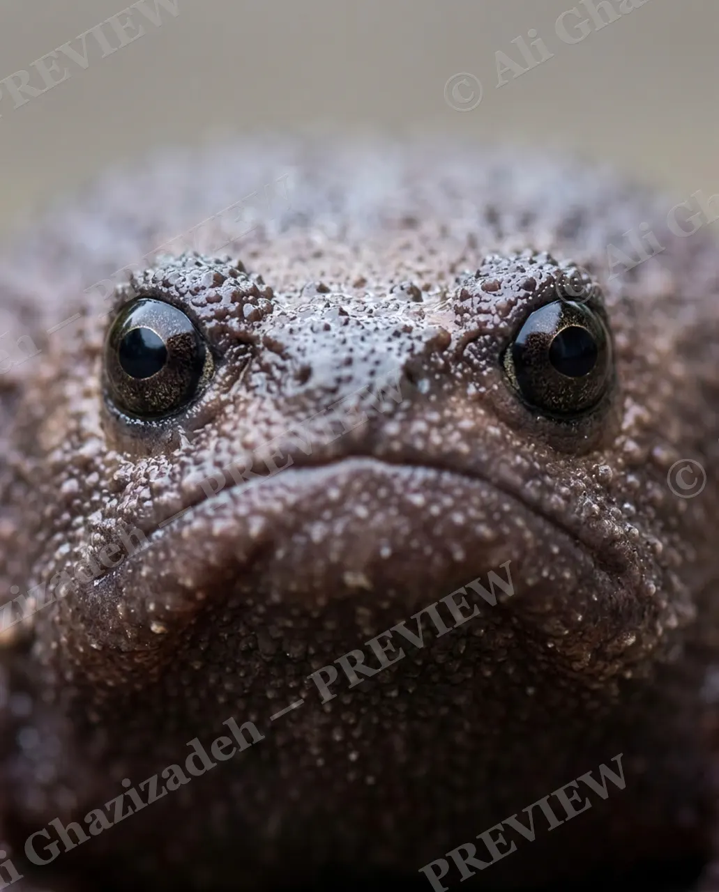 Rain Check — Point-Blank Stare — Desert rain frog artwork by Ali Ghazizadeh