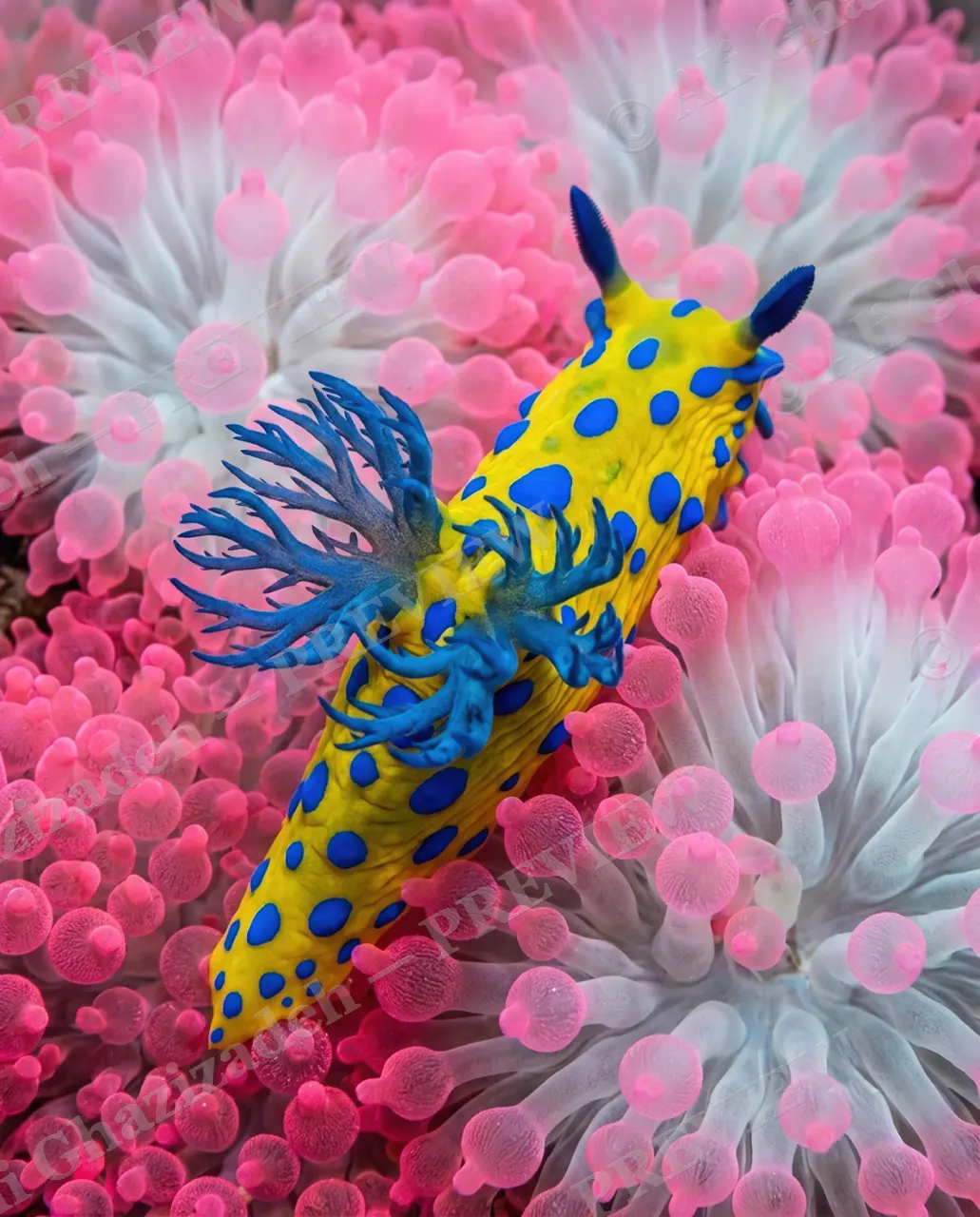 Reef Glam — Splash of Yellow — Nudibranch artwork by Ali Ghazizadeh