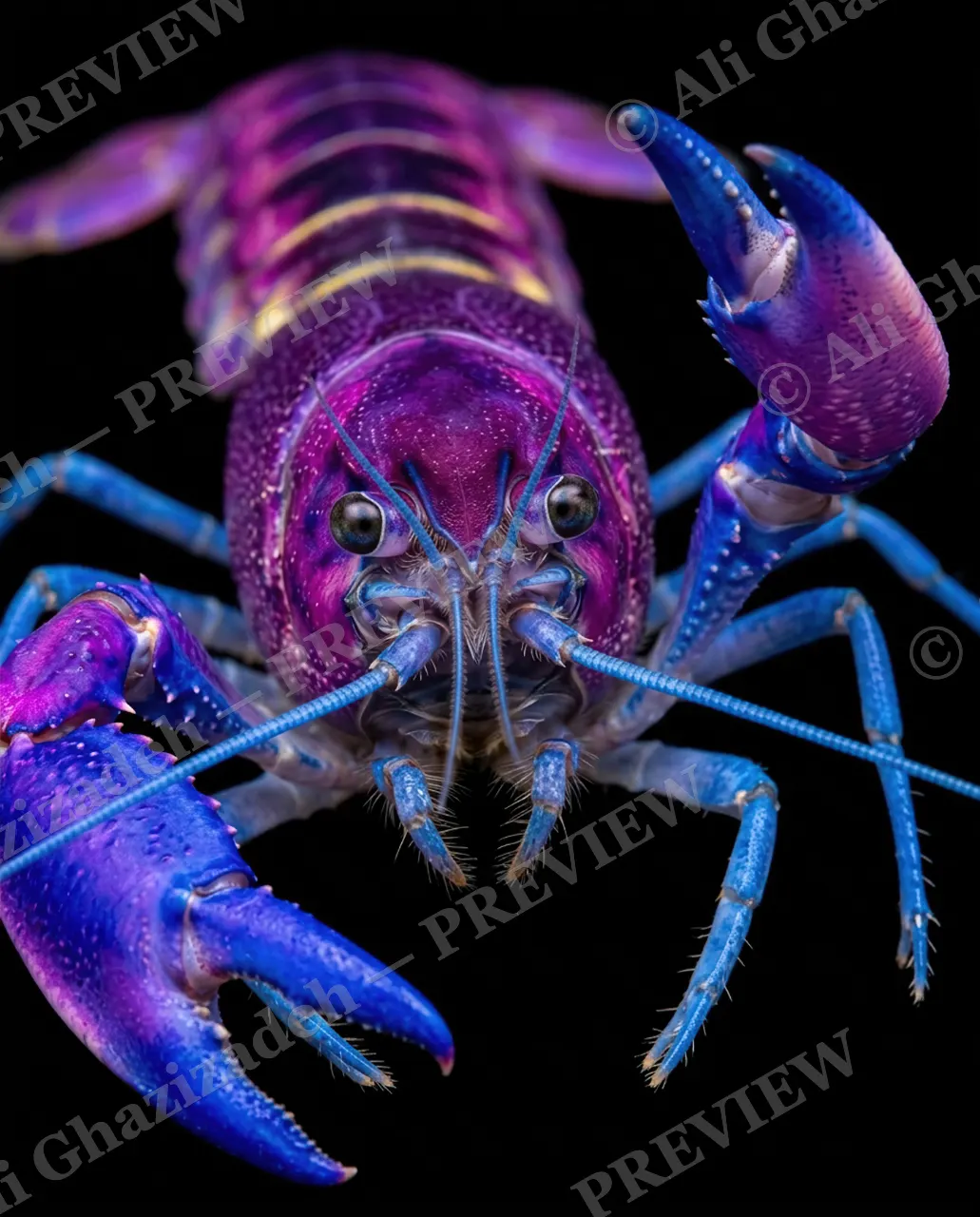 Shades of Claw — Magenta Bloom — Crayfish artwork by Ali Ghazizadeh