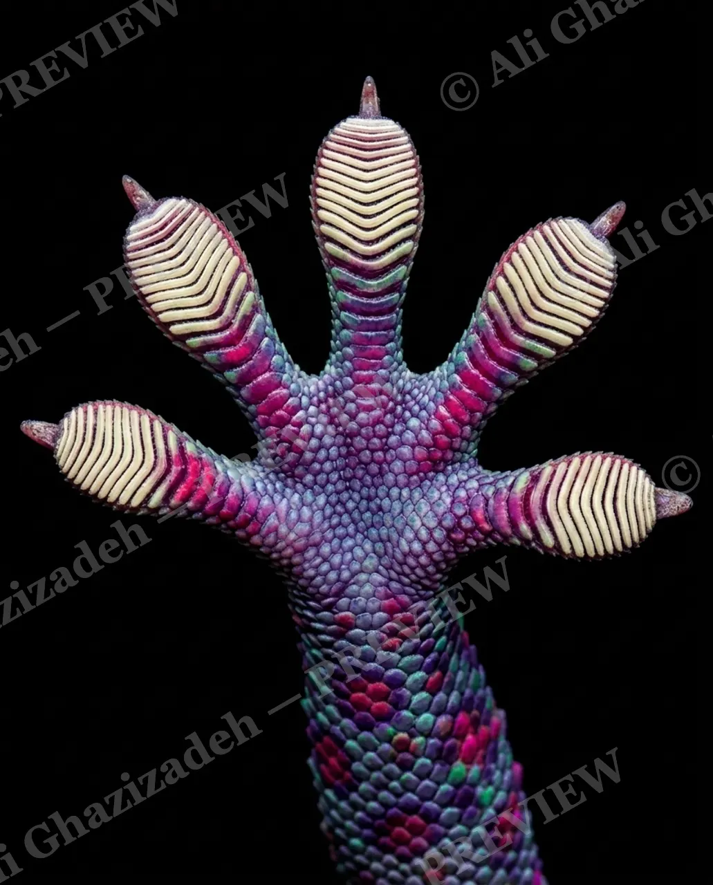 Shake on It — Rainbow Handshake — Tokay gecko artwork by Ali Ghazizadeh
