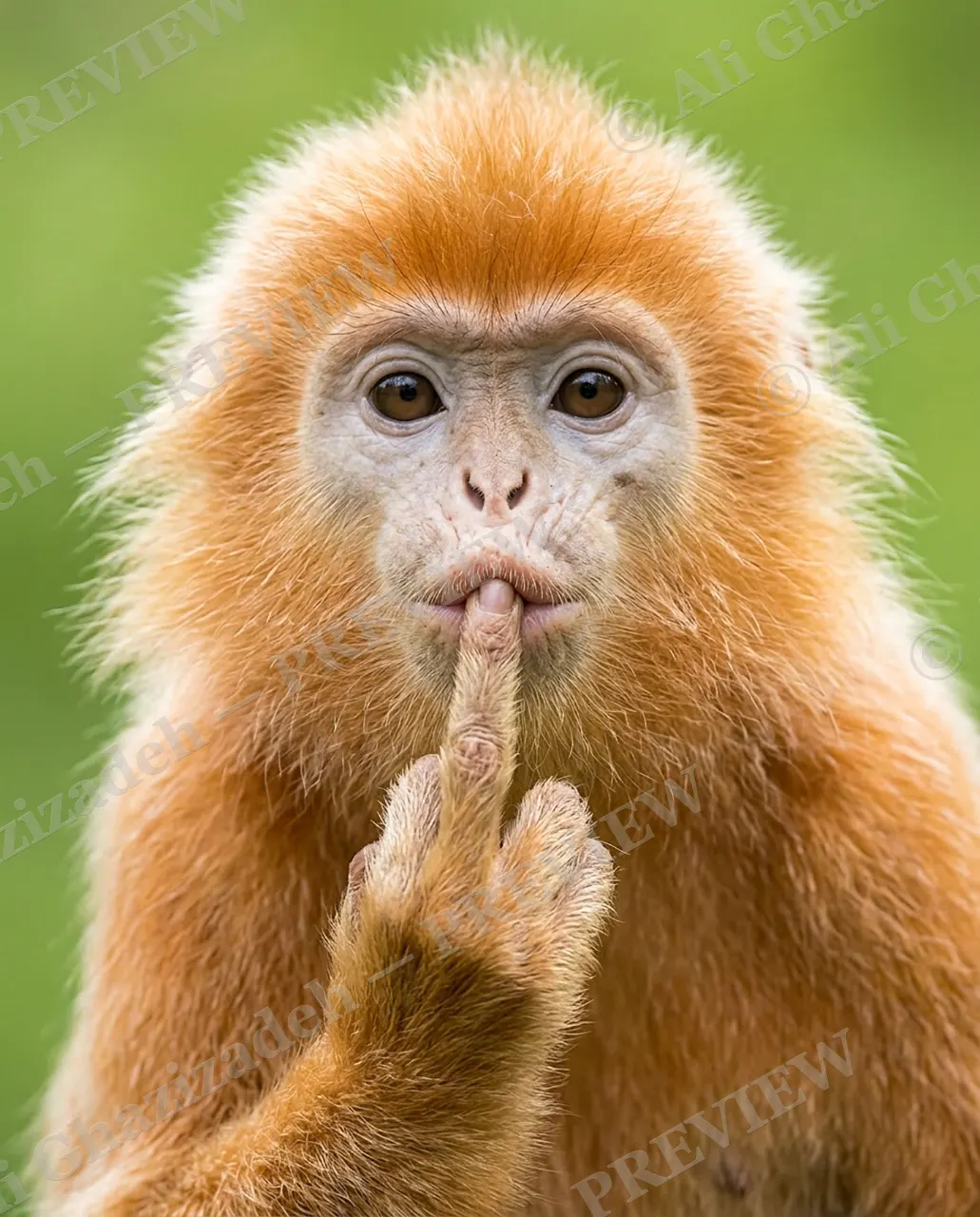 Shush, Human — The Shush — Golden snub-nosed monkey artwork by Ali Ghazizadeh