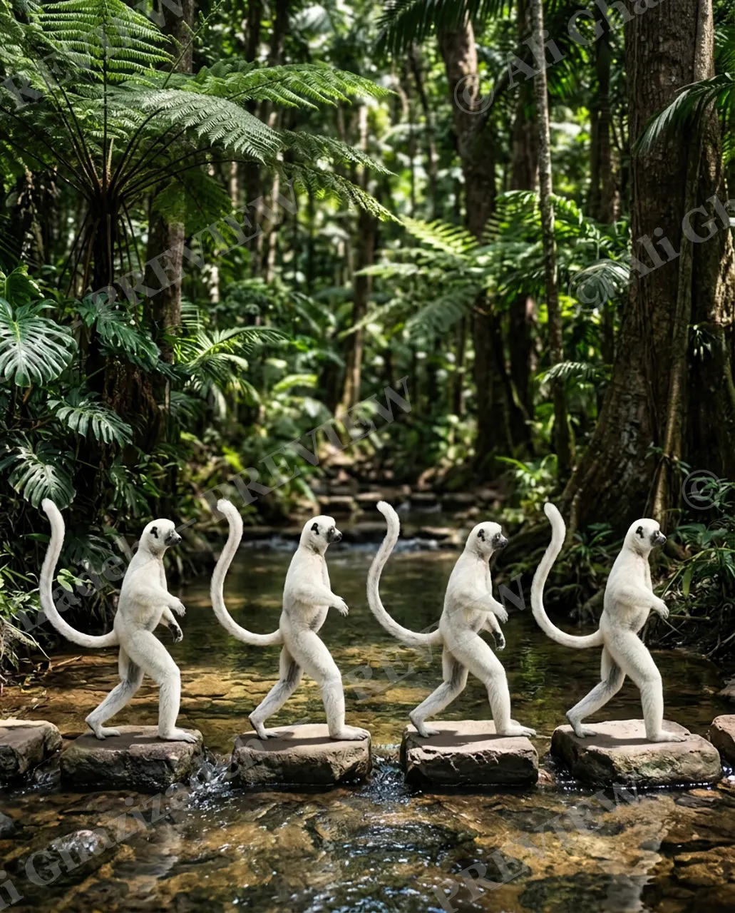 The Dancing Lineup — Marching in Formation — Sifaka artwork by Ali Ghazizadeh