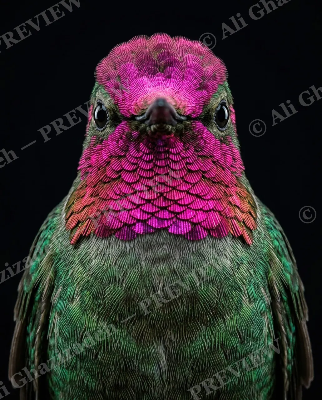Small Judgments — Magenta Crown — Hummingbird artwork by Ali Ghazizadeh