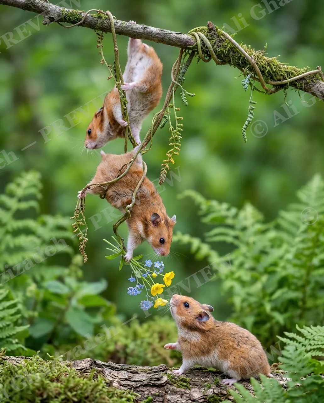 Special Delivery — Down the Chain — Hamster artwork by Ali Ghazizadeh