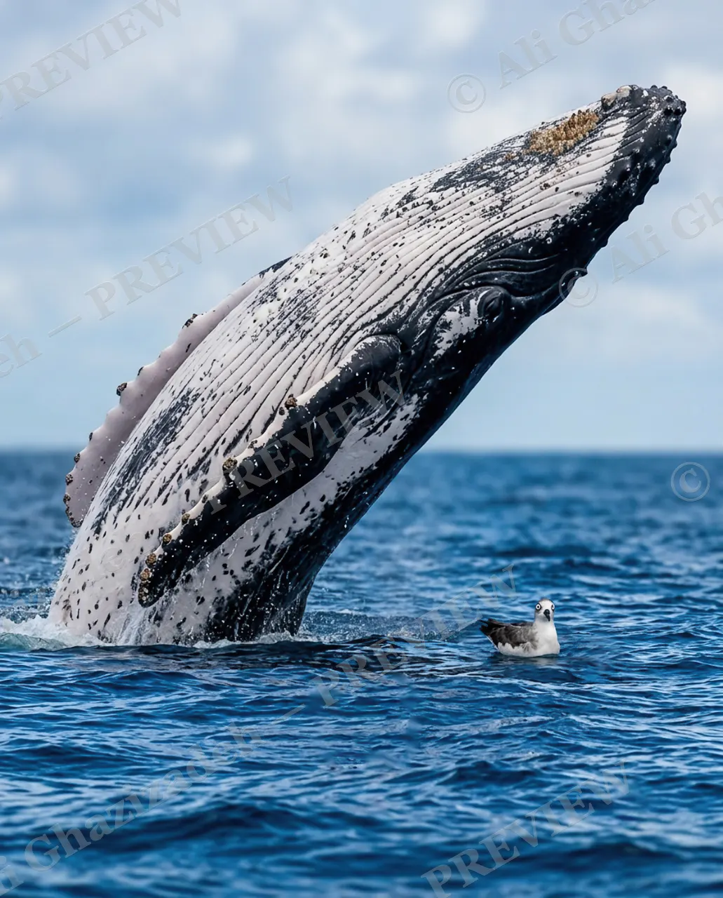Splash Zone — Unimpressed Bystander — Humpback whale artwork by Ali Ghazizadeh