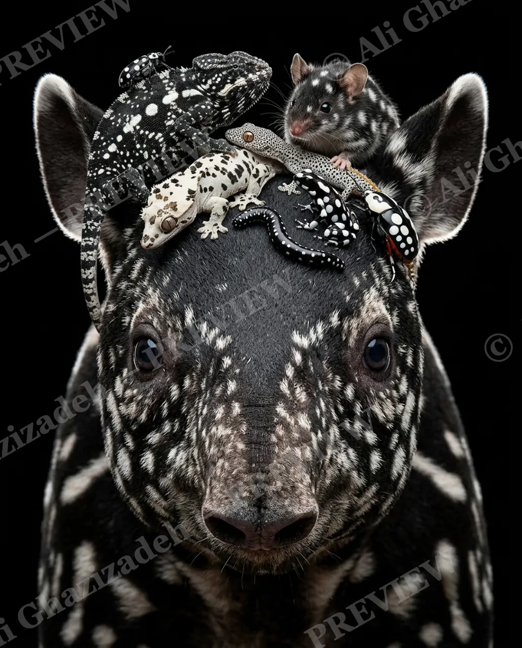 Spot On — A Full House — Malayan tapir artwork by Ali Ghazizadeh