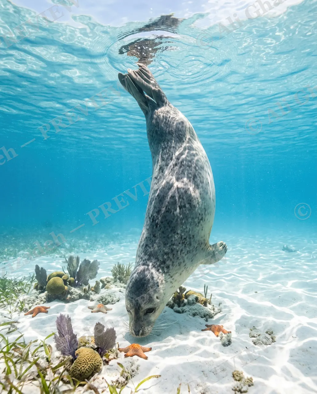 Tail End — Alone in the Shallows — Harbor seal artwork by Ali Ghazizadeh