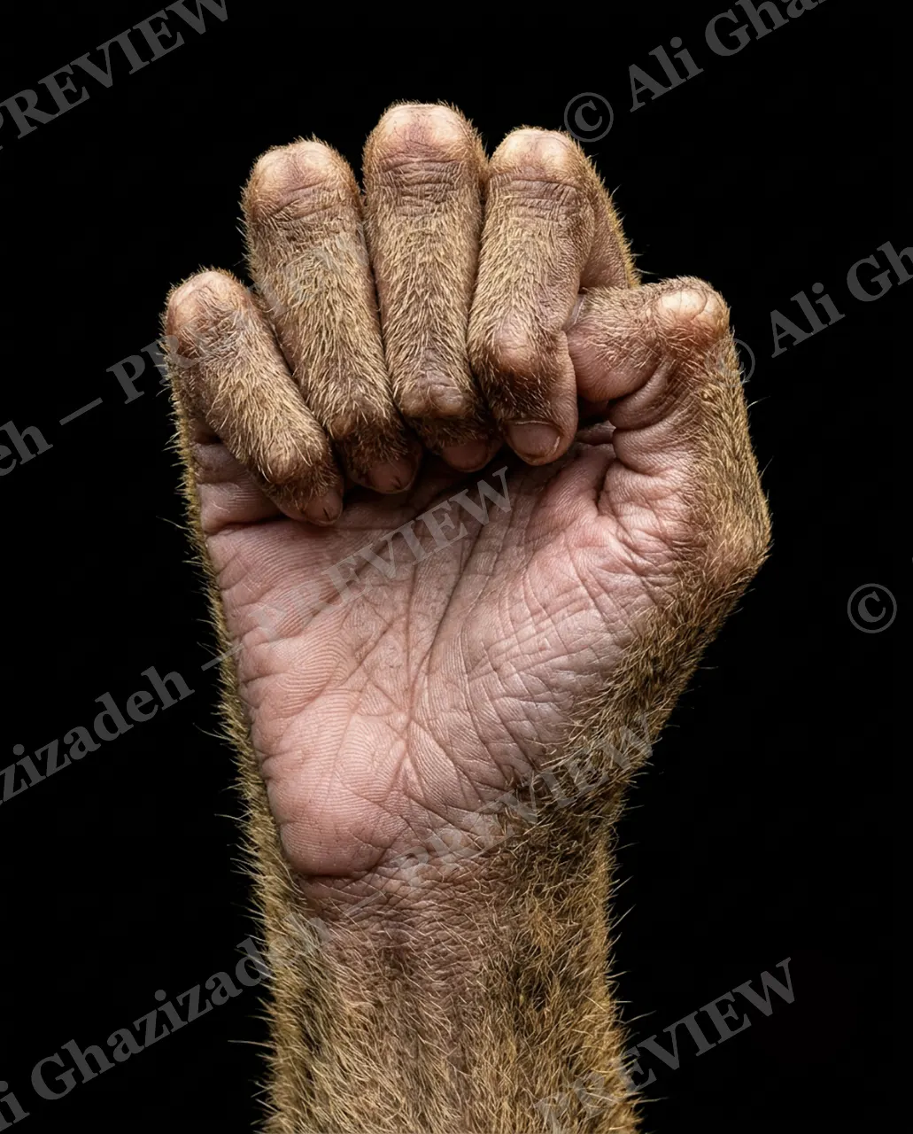 Hand-Picked — Clenched Fist — Chimpanzee artwork by Ali Ghazizadeh
