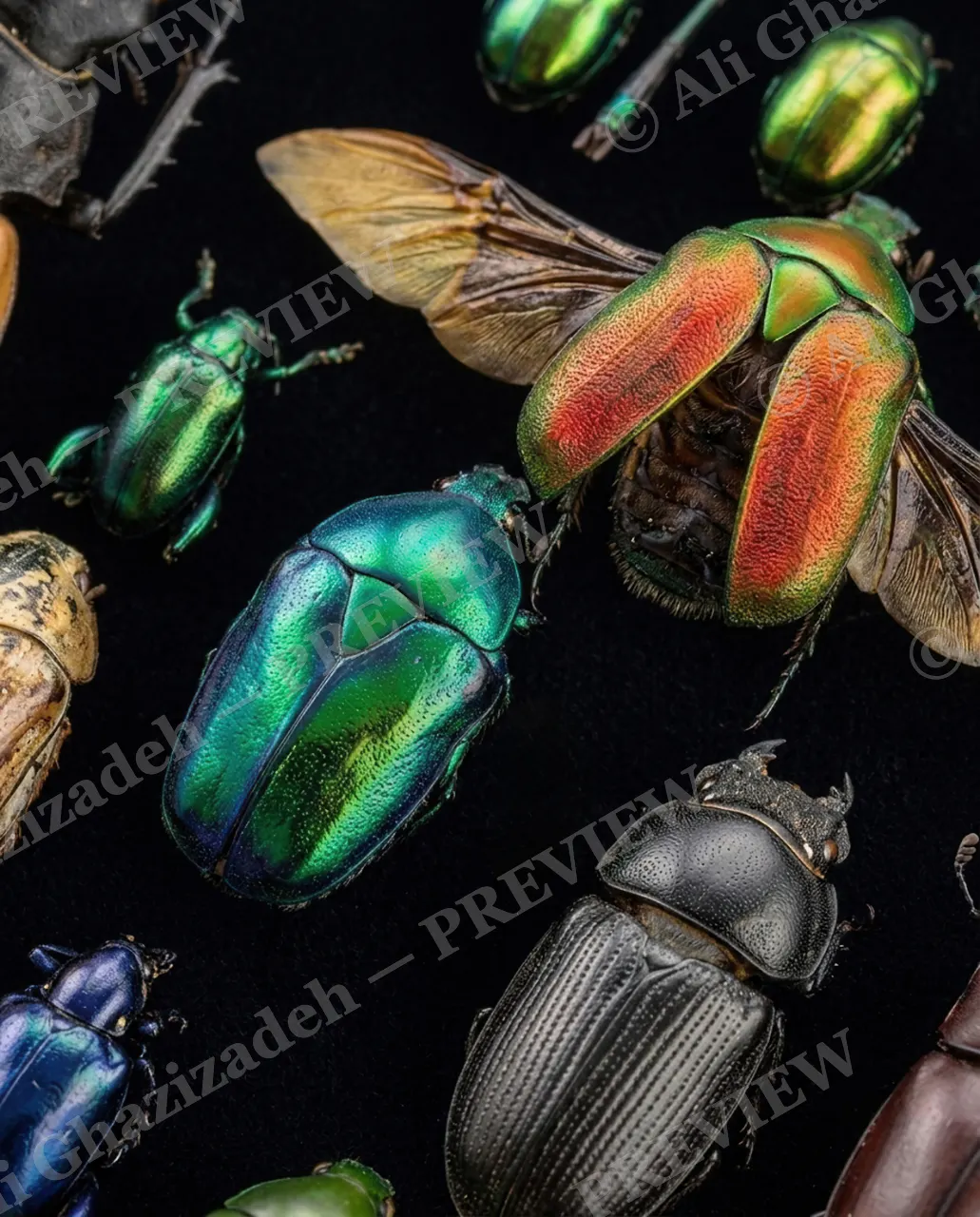 Beetle Cabinet — Emerald and Copper Detail — Beetle artwork by Ali Ghazizadeh