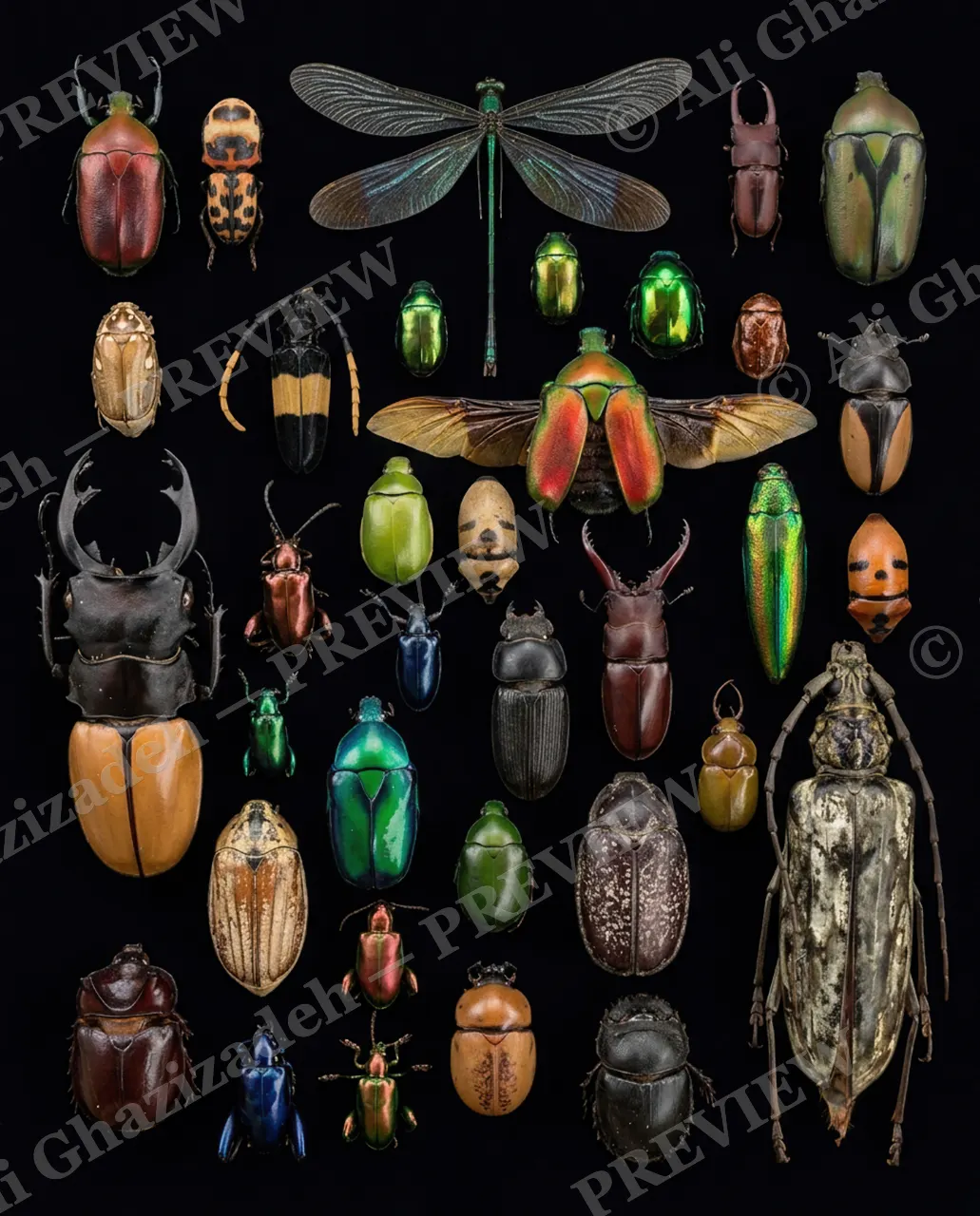 Beetle Cabinet — Every Specimen Pinned — Beetle artwork by Ali Ghazizadeh