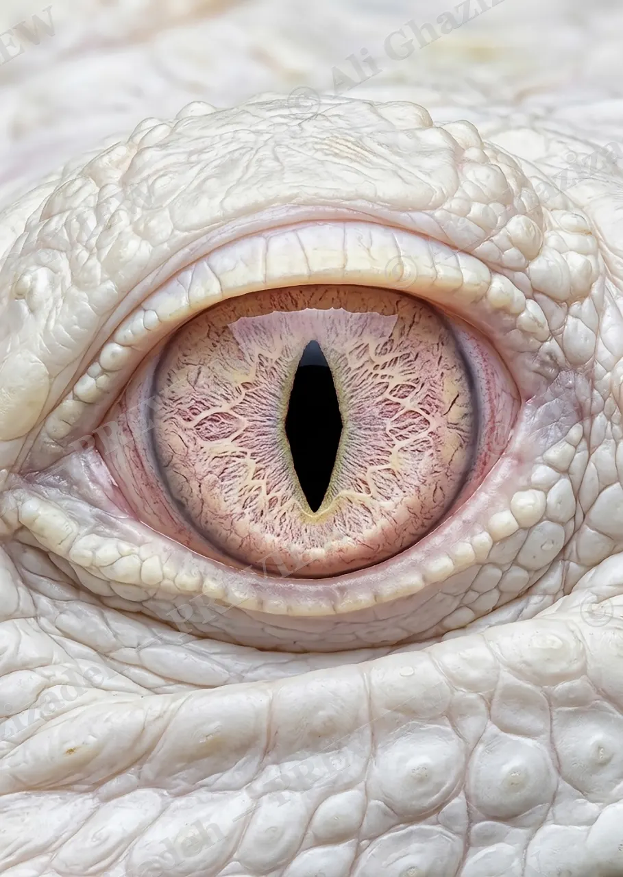 The Eyes Have It — Albino Alligator — Turaco artwork by Ali Ghazizadeh