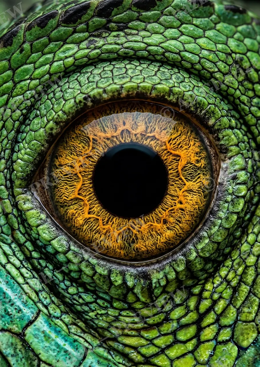 The Eyes Have It — Green Iguana — Turaco artwork by Ali Ghazizadeh