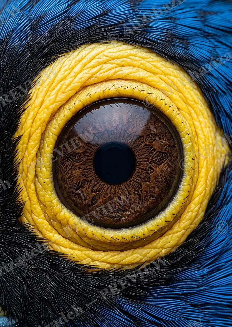 The Eyes Have It — Hyacinth Macaw — Turaco artwork by Ali Ghazizadeh