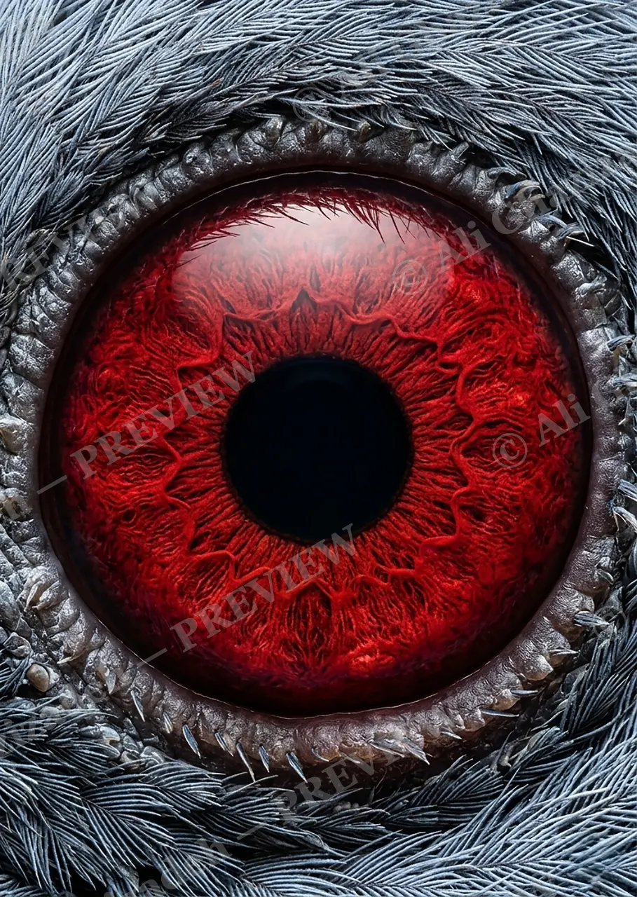 The Eyes Have It — Red-Eyed Pigeon — Turaco artwork by Ali Ghazizadeh