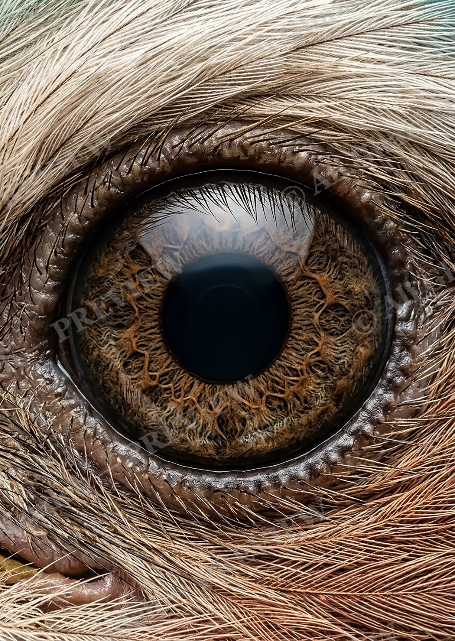 The Eyes Have It — Red Junglefowl — Turaco artwork by Ali Ghazizadeh