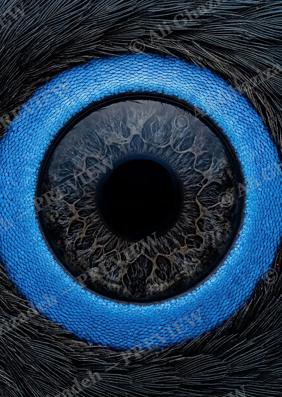 The Eyes Have It — Superb Starling — Turaco artwork by Ali Ghazizadeh