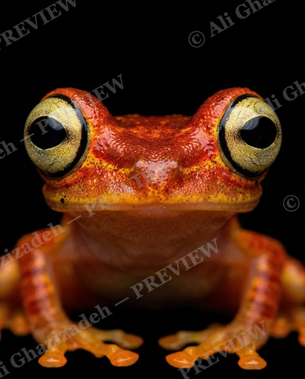 The Usual Suspects — Golden-Eyed Ember — Frog artwork by Ali Ghazizadeh