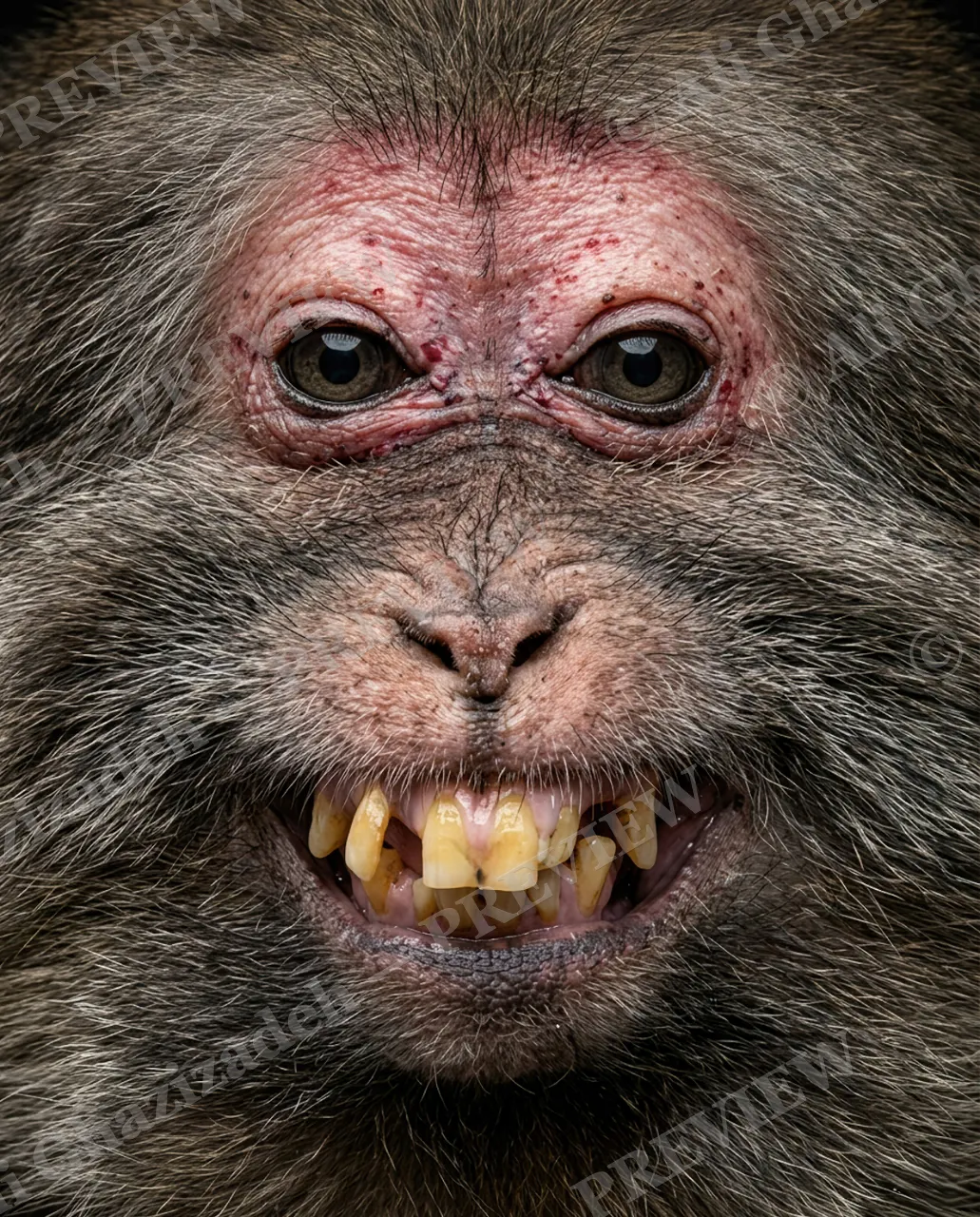 The Usual Suspects — Toothy Warning — Bornean orangutan artwork by Ali Ghazizadeh