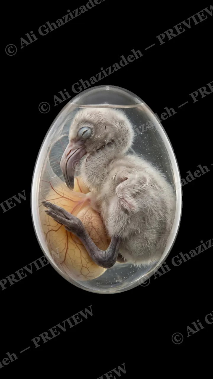 Almost Hatched — Pink Still to Come — Chicken artwork by Ali Ghazizadeh