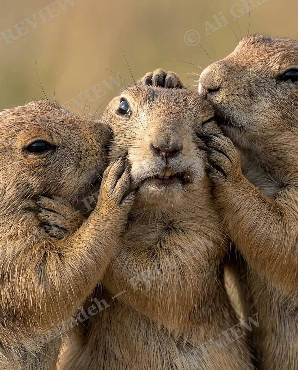 Family Feud — One Big Group Hug — Prairie dog artwork by Ali Ghazizadeh