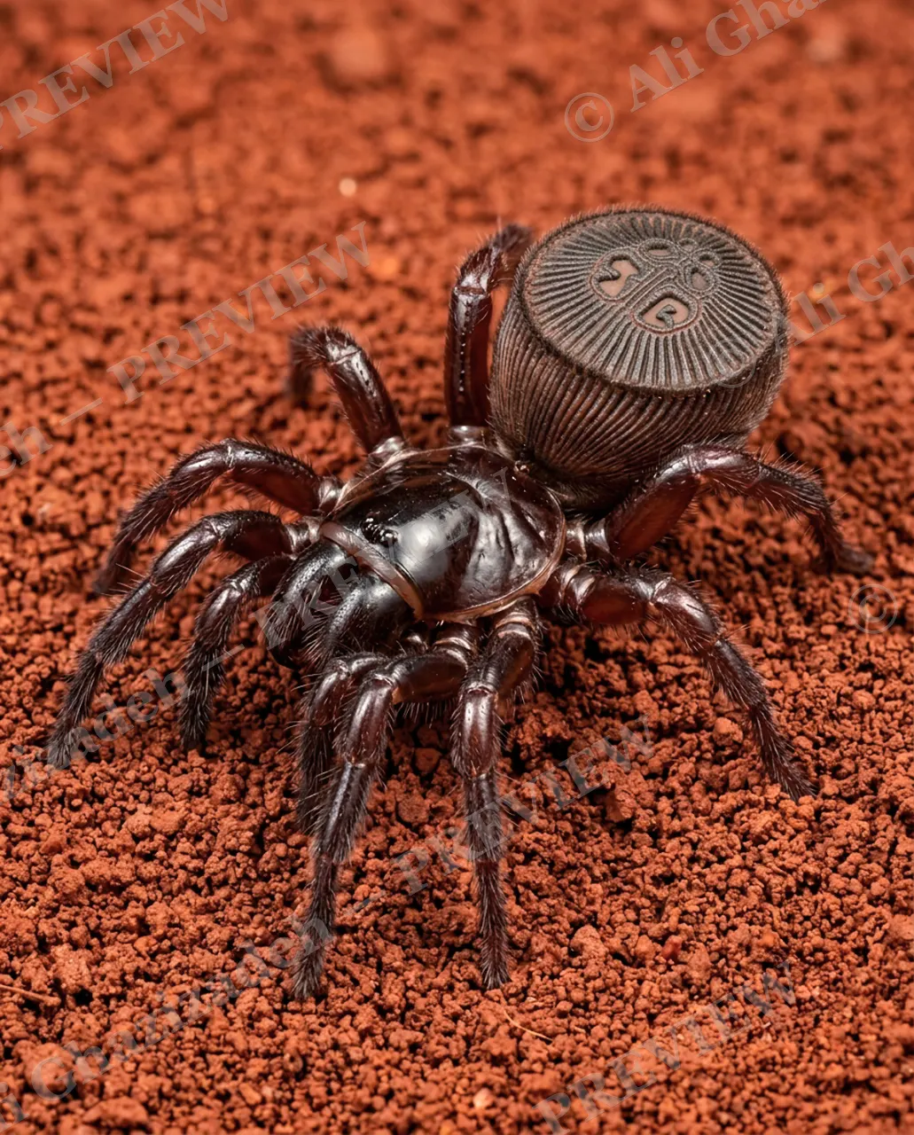 Knock Knock — The Door Opens — Trapdoor spider artwork by Ali Ghazizadeh