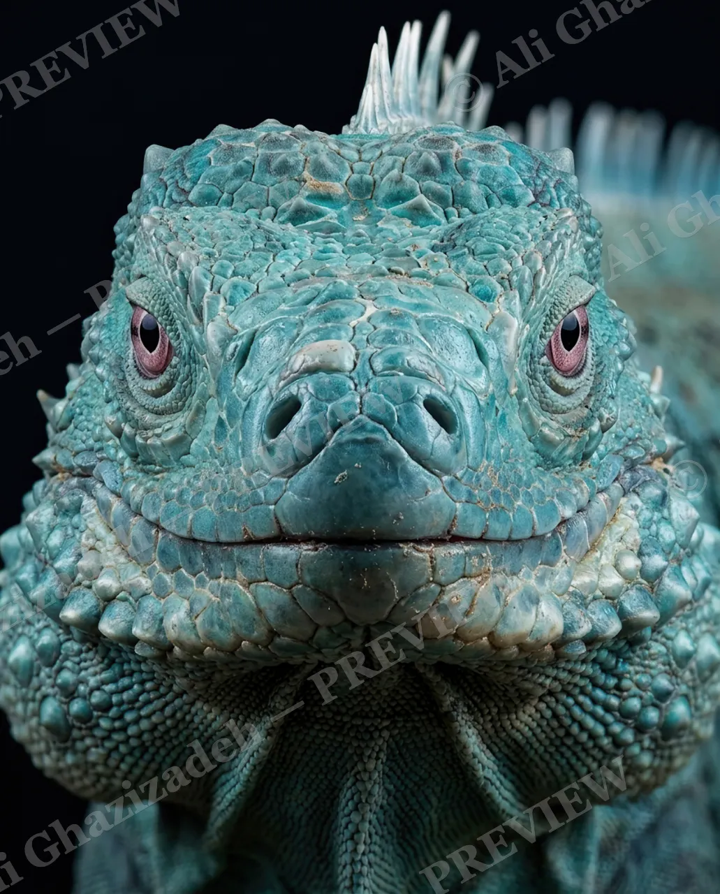 Not a Chameleon — Turquoise Calm — Marine iguana artwork by Ali Ghazizadeh