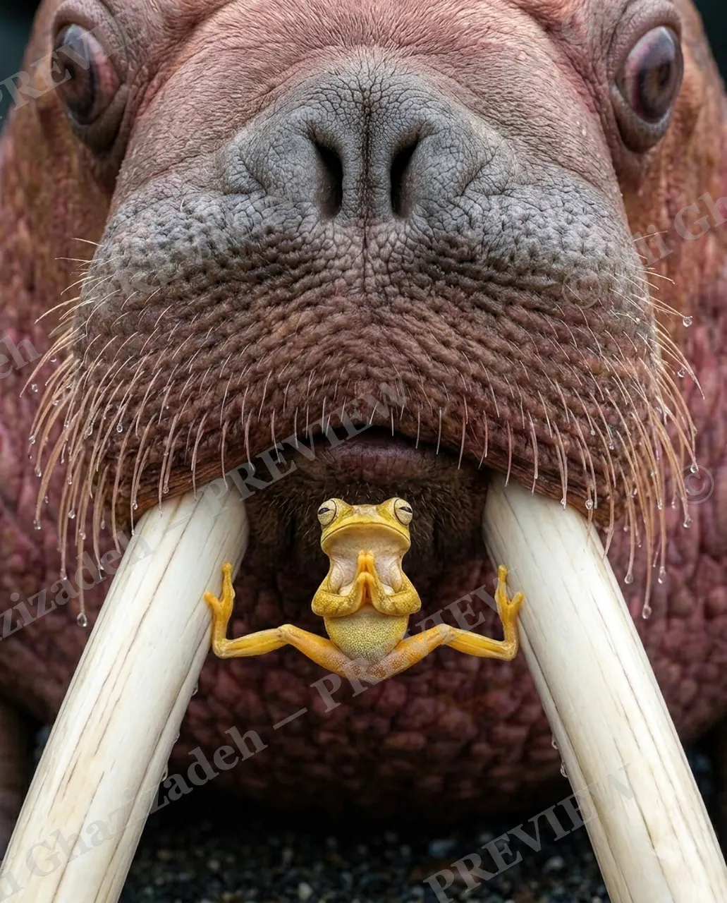 Tusk Temple — The Walrus's Blessing — White's tree frog artwork by Ali Ghazizadeh