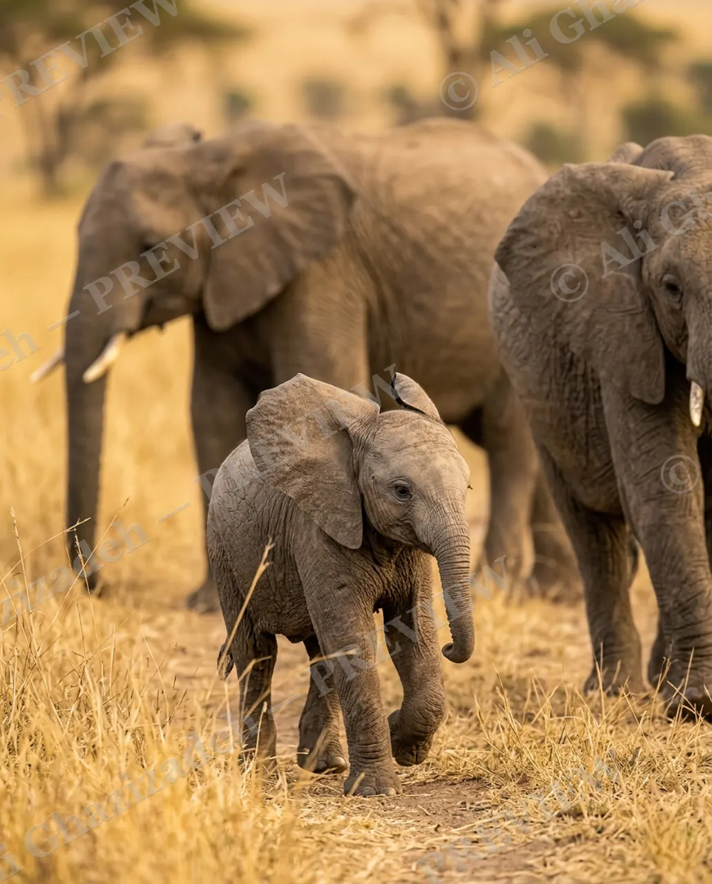 Underfoot — Following the Herd — African bush elephant artwork by Ali Ghazizadeh