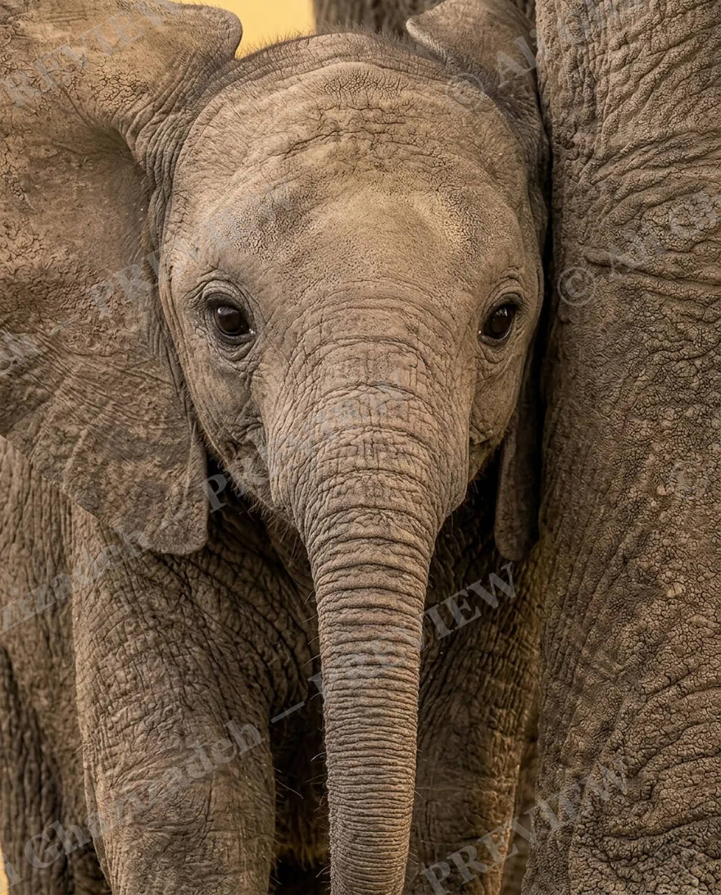 Underfoot — Peeking Between Legs — African bush elephant artwork by Ali Ghazizadeh