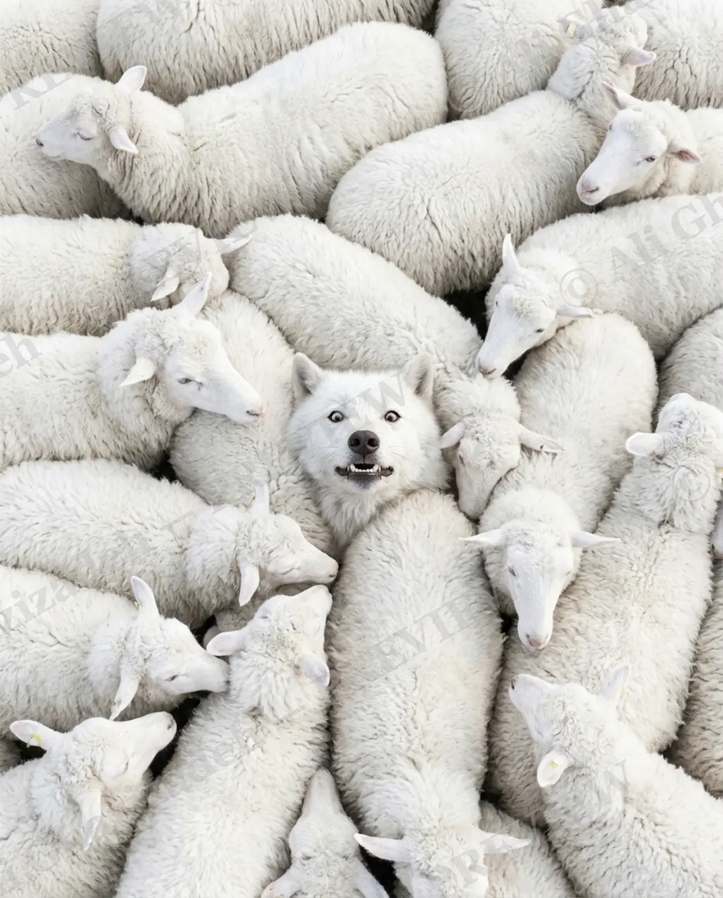 In the Fold — Hiding in Plain Sight — Gray wolf artwork by Ali Ghazizadeh