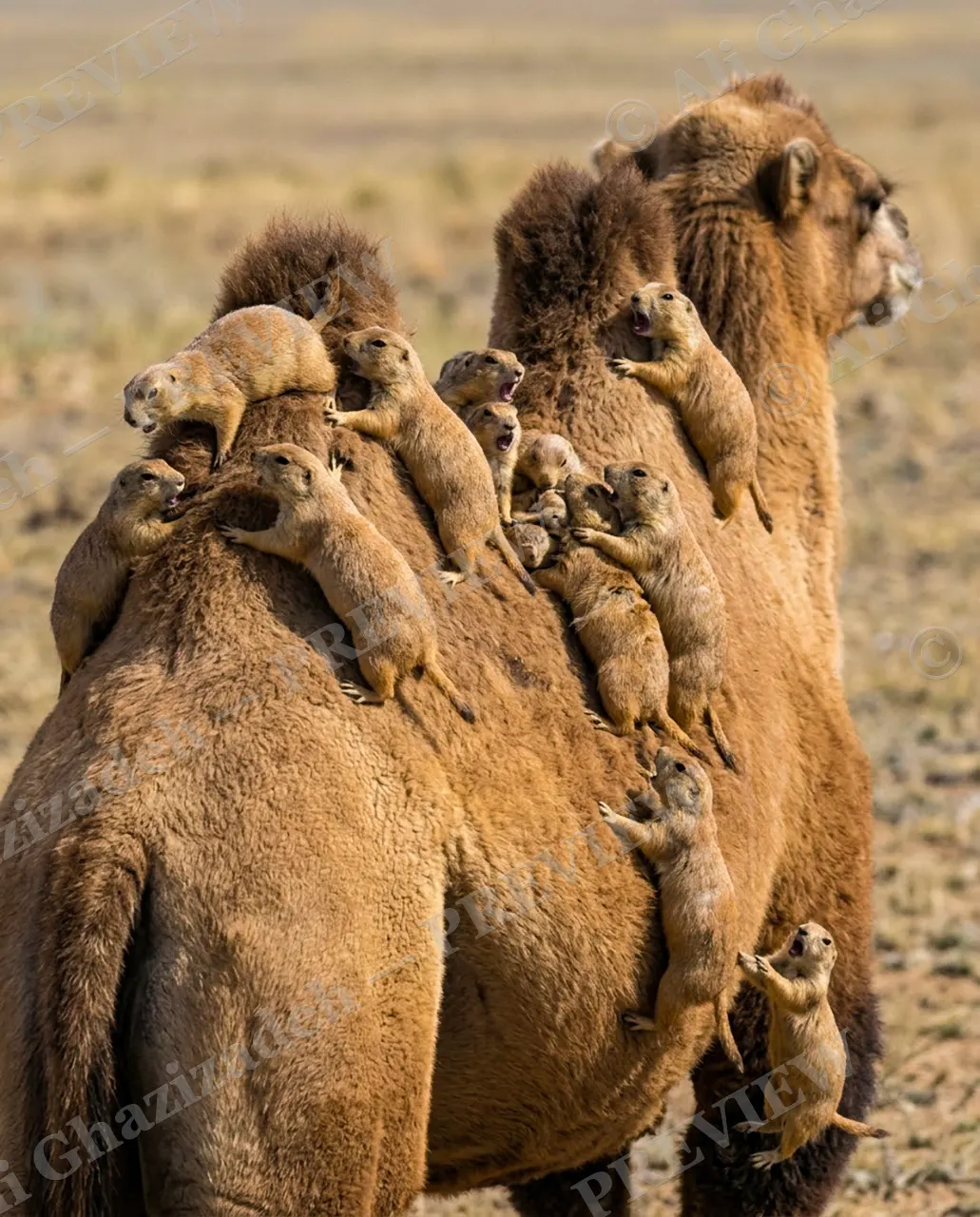 Standing Room Only — This Is My Stop — Bactrian camel artwork by Ali Ghazizadeh
