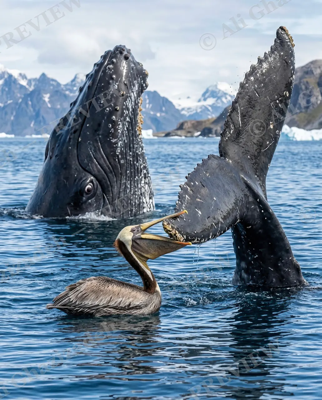 Wrong Catch — Bigger Than Expected — Humpback whale artwork by Ali Ghazizadeh