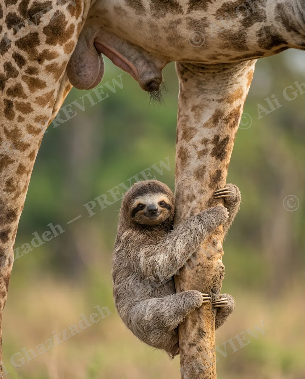 Wrong Tree — New Favorite Tree — Three-toed sloth artwork by Ali Ghazizadeh