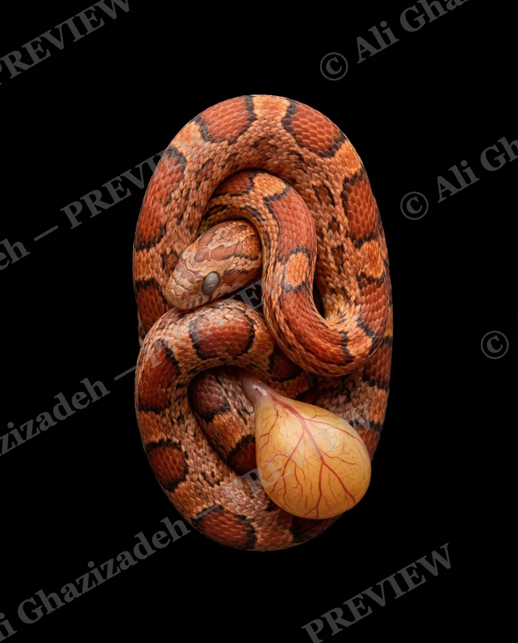 Not Yet Hatched — All Coiled Up — Chicken artwork by Ali Ghazizadeh